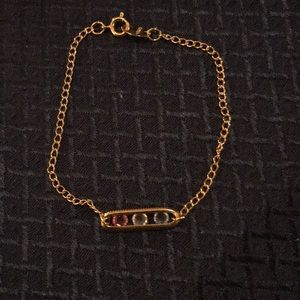 Avon Goldtone Slide Gem Pendant Bracelet